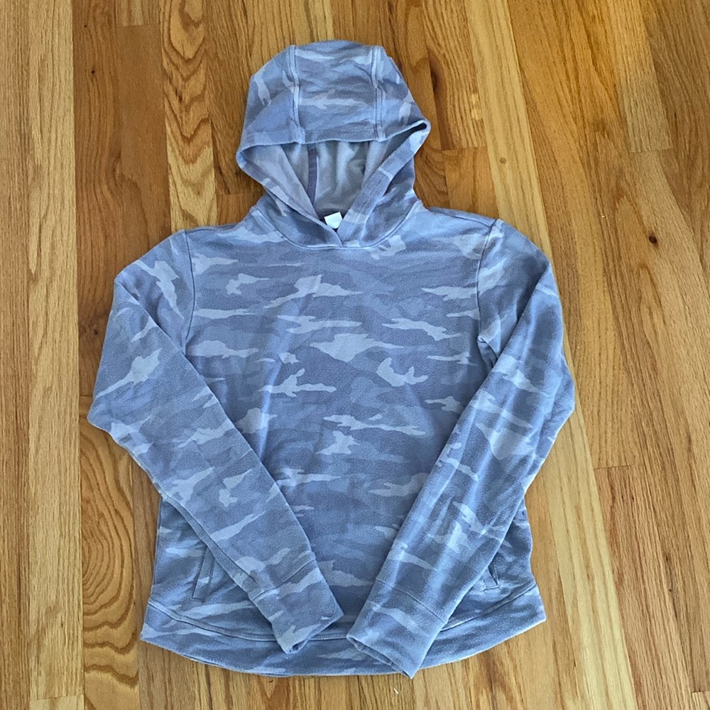 Athleta Girl XL/14 Blue Purplish Gray Camo Hoodie +
